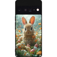 Coque Google Pixel 6 Pro - Silicone rigide noir Easter 2026 Rabbit in the garden