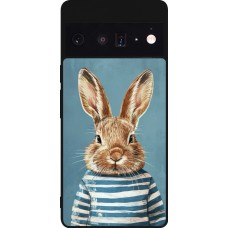 Coque Google Pixel 6 Pro - Silicone rigide noir Easter 2026 Rabbit navy