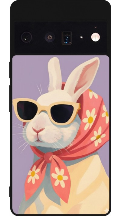 Coque Google Pixel 6 Pro - Silicone rigide noir Easter 2026 Rabbit with scarf