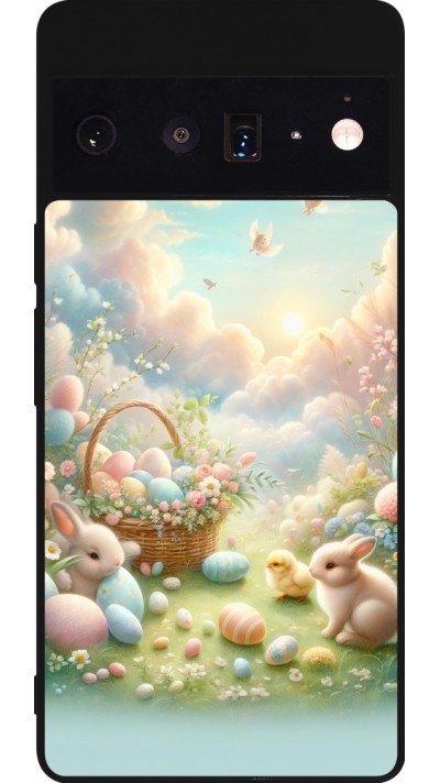Google Pixel 6 Pro Case Hülle - Silikon schwarz Ostern 2025 Pastell Ostern
