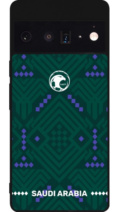 Coque Google Pixel 6 Pro - Silicone rigide noir Maillot de football Arabie saoudite 2026 personnalisable