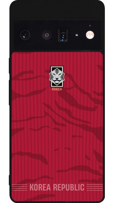 Coque Google Pixel 6 Pro - Silicone rigide noir Maillot de football Corée du Sud 2026 personnalisable