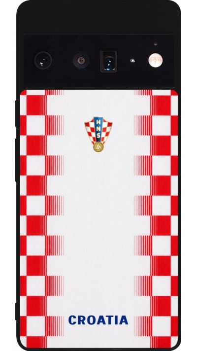 Coque Google Pixel 6 Pro - Silicone rigide noir Maillot de football Croatie 2026 personnalisable