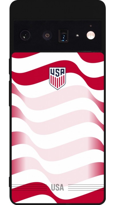 Coque Google Pixel 6 Pro - Silicone rigide noir Maillot de football E?tats Unis 2026 personnalisable