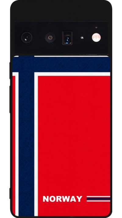 Coque Google Pixel 6 Pro - Silicone rigide noir Maillot de football Norvège 2026 personnalisable