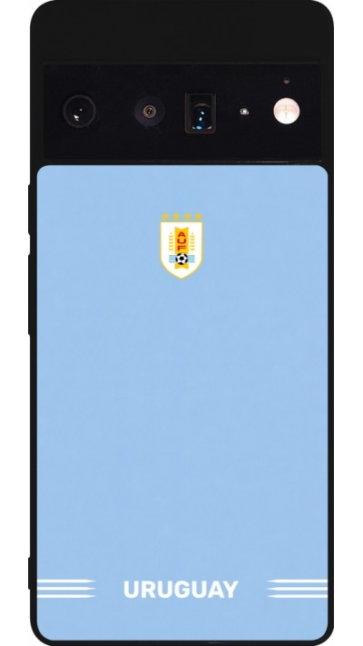 Coque Google Pixel 6 Pro - Silicone rigide noir Maillot de football Uruguay 2026 personnalisable