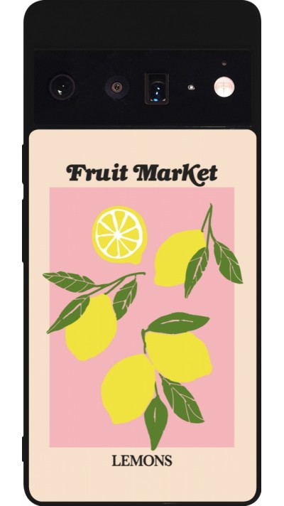 Coque Google Pixel 6 Pro - Silicone rigide noir Fruit market lemons 2026