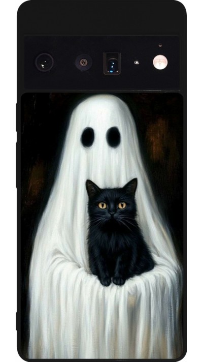 Google Pixel 6 Pro Case Hülle - Silikon schwarz Halloween 2025 Ghost with black cat