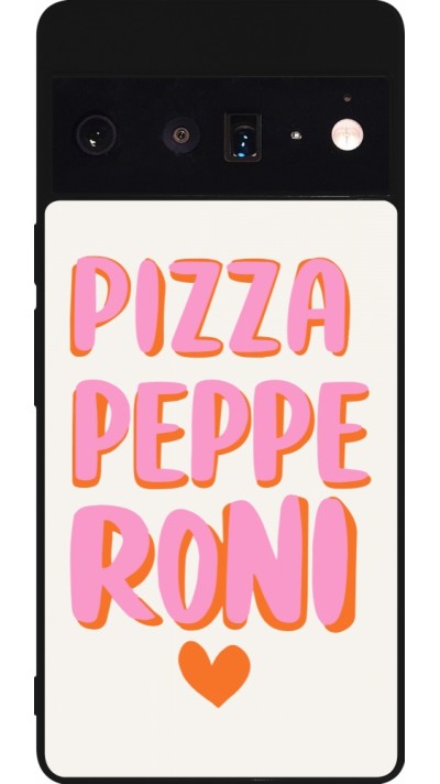 Coque Google Pixel 6 Pro - Silicone rigide noir Pizza pepperoni 2026