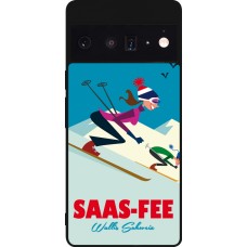 Google Pixel 6 Pro Case Hülle - Silikon schwarz Saas-Fee Ski Downhill