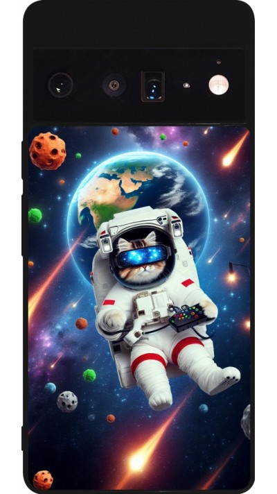 Coque Google Pixel 6 Pro - Silicone rigide noir VR SpaceCat Odyssey