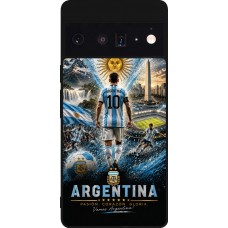 Coque Google Pixel 6 Pro - Silicone rigide noir Football Argentine splash 2026