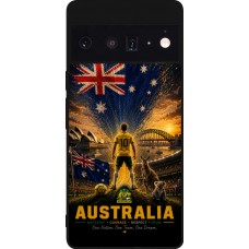Coque Google Pixel 6 Pro - Silicone rigide noir Football Australie splash 2026