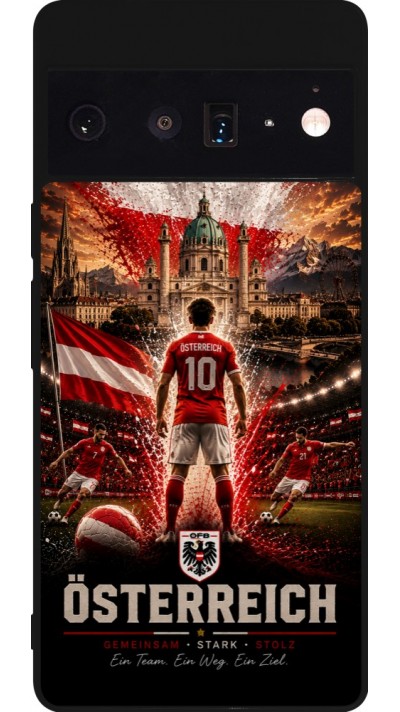 Coque Google Pixel 6 Pro - Silicone rigide noir Football Autriche splash 2026