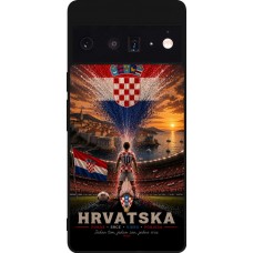 Coque Google Pixel 6 Pro - Silicone rigide noir Football Croatie splash 2026