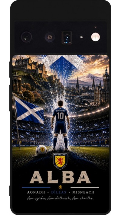 Coque Google Pixel 6 Pro - Silicone rigide noir Football Écosse splash 2026
