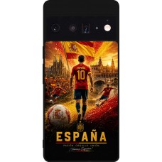 Coque Google Pixel 6 Pro - Silicone rigide noir Football Espagne splash 2026