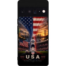 Coque Google Pixel 6 Pro - Silicone rigide noir Football États-Unis splash 2026