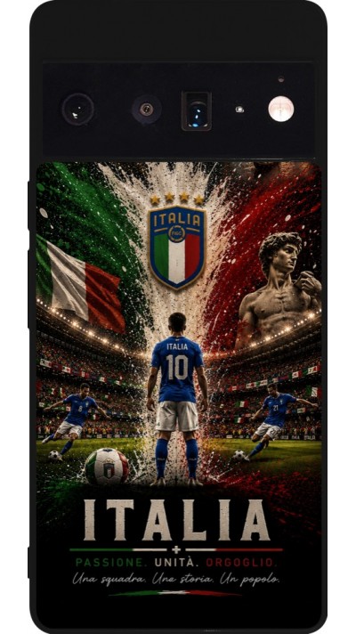 Coque Google Pixel 6 Pro - Silicone rigide noir Football Italie splash 2026