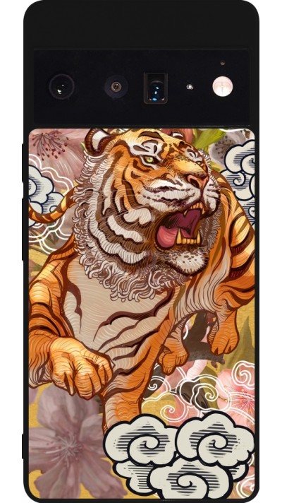 Coque Google Pixel 6 Pro - Silicone rigide noir Spring 23 japanese tiger