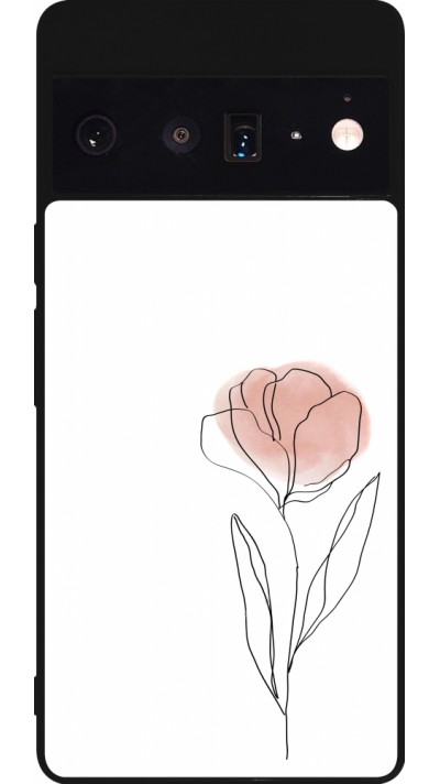 Coque Google Pixel 6 Pro - Silicone rigide noir Spring 23 minimalist flower