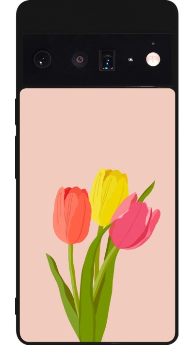 Coque Google Pixel 6 Pro - Silicone rigide noir Spring 23 tulip trio