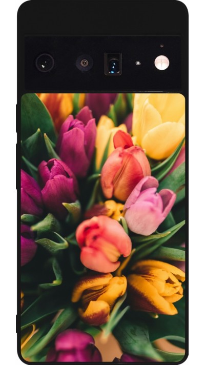 Coque Google Pixel 6 Pro - Silicone rigide noir Bouquet of tulips 2026
