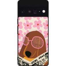 Coque Google Pixel 6 Pro - Silicone rigide noir Dog with newspaper Spring 2026