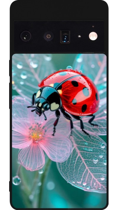 Coque Google Pixel 6 Pro - Silicone rigide noir Ladybird in bloom 2026