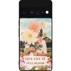 Coque Google Pixel 6 Pro - Silicone rigide noir Live life in full moon Spring 2026