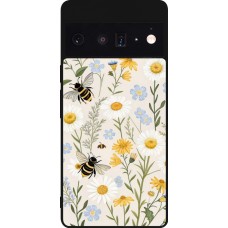 Coque Google Pixel 6 Pro - Silicone rigide noir Pattern bees Spring 2026