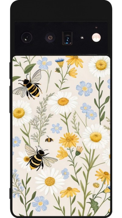 Coque Google Pixel 6 Pro - Silicone rigide noir Pattern bees 2026