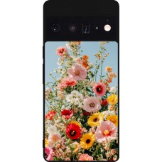 Coque Google Pixel 6 Pro - Silicone rigide noir Spring flowers Spring 2026