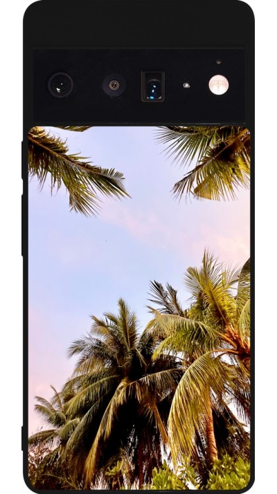 Coque Google Pixel 6 Pro - Silicone rigide noir Summer 2023 palm tree vibe