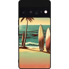 Coque Google Pixel 6 Pro - Silicone rigide noir Surf Paradise