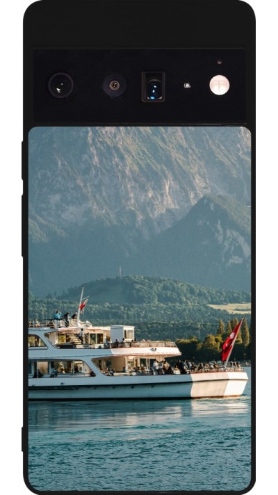 Coque Google Pixel 6 Pro - Silicone rigide noir Fête Nationale Suisse Bateau Leman