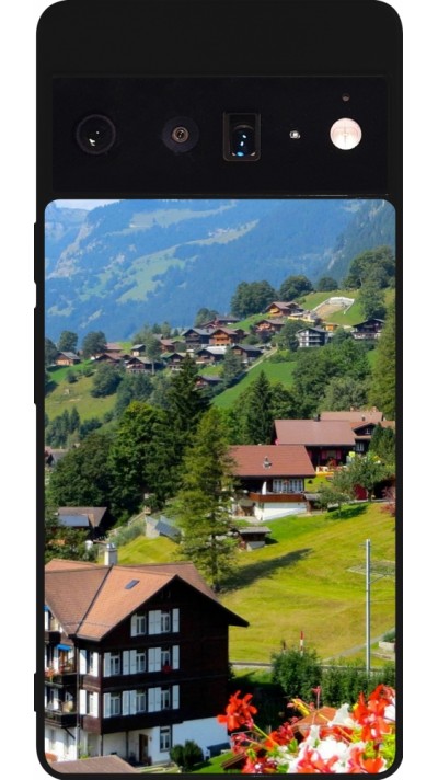 Coque Google Pixel 6 Pro - Silicone rigide noir Fête Nationale Suisse Paysage