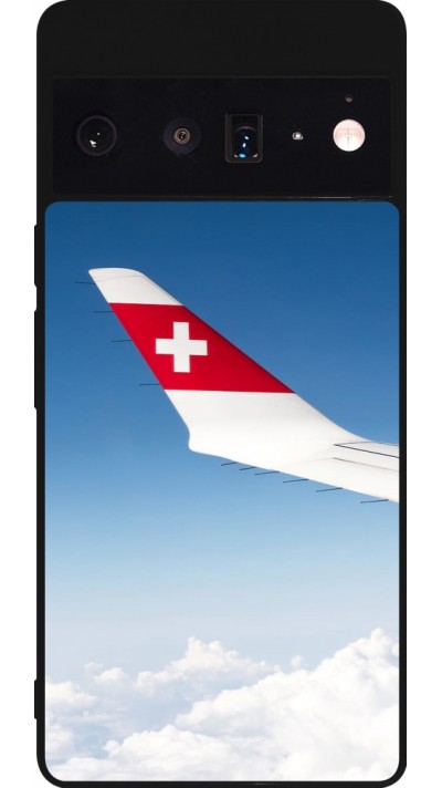 Coque Google Pixel 6 Pro - Silicone rigide noir Fête Nationale Suisse Sky Swiss Flag