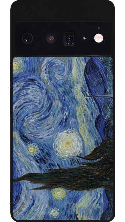 Coque Google Pixel 6 Pro - Silicone rigide noir Tableau art - La Nuit étoilée - Van Gogh