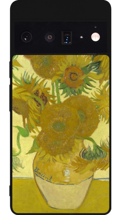 Coque Google Pixel 6 Pro - Silicone rigide noir Tableau art - Les Tournesols - Van Gogh