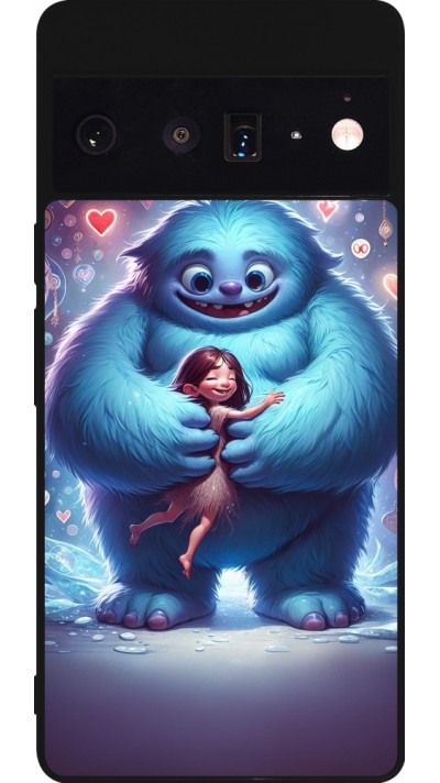 Coque Google Pixel 6 Pro - Silicone rigide noir Valentine 2024 Fluffy Love