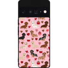 Google Pixel 6 Pro Case Hülle - Silikon schwarz Valentine 2024 puppy love