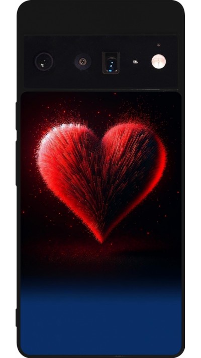 Google Pixel 6 Pro Case Hülle - Silikon schwarz Valentin 2025 rotes Herz