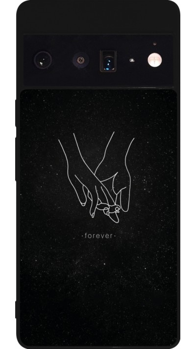 Coque Google Pixel 6 Pro - Silicone rigide noir Valentine 2023 hands forever