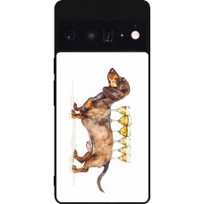 Coque Google Pixel 6 Pro - Silicone rigide noir Wine Teckel