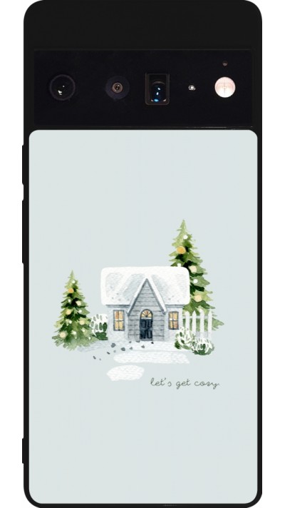 Coque Google Pixel 6 Pro - Silicone rigide noir Winter 25 Cosy House