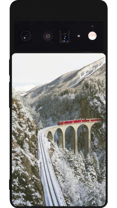 Coque Google Pixel 6 Pro - Silicone rigide noir Winter 25 Winter polar express