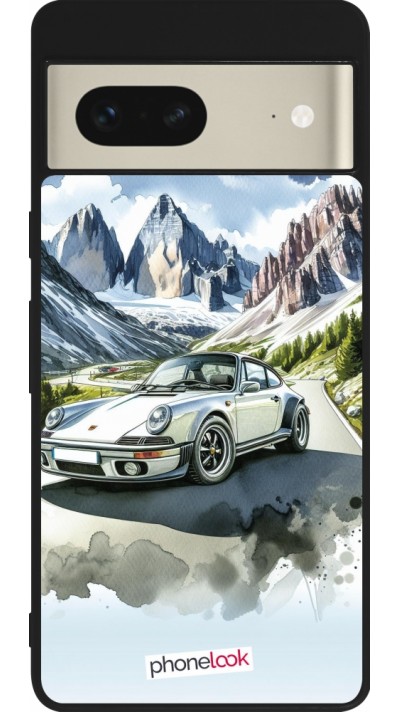 Google Pixel 7 Case Hülle - Silikon schwarz Porsche 911 Berg Aquarell