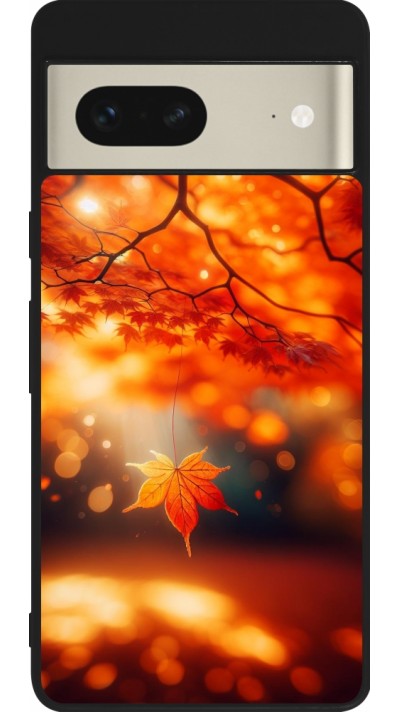 Coque Google Pixel 7 - Silicone rigide noir Automne Magique Orange