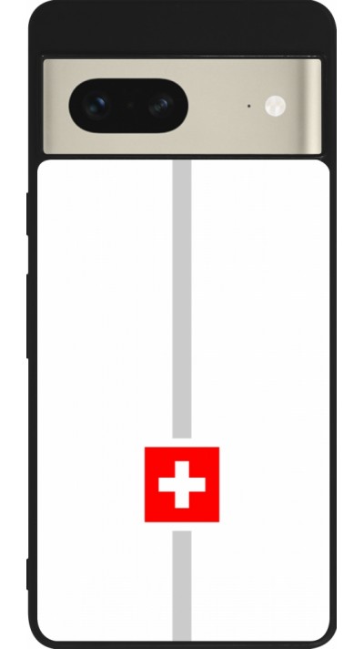 Google Pixel 7 Case Hülle - Silikon schwarz Kanton CH weiss